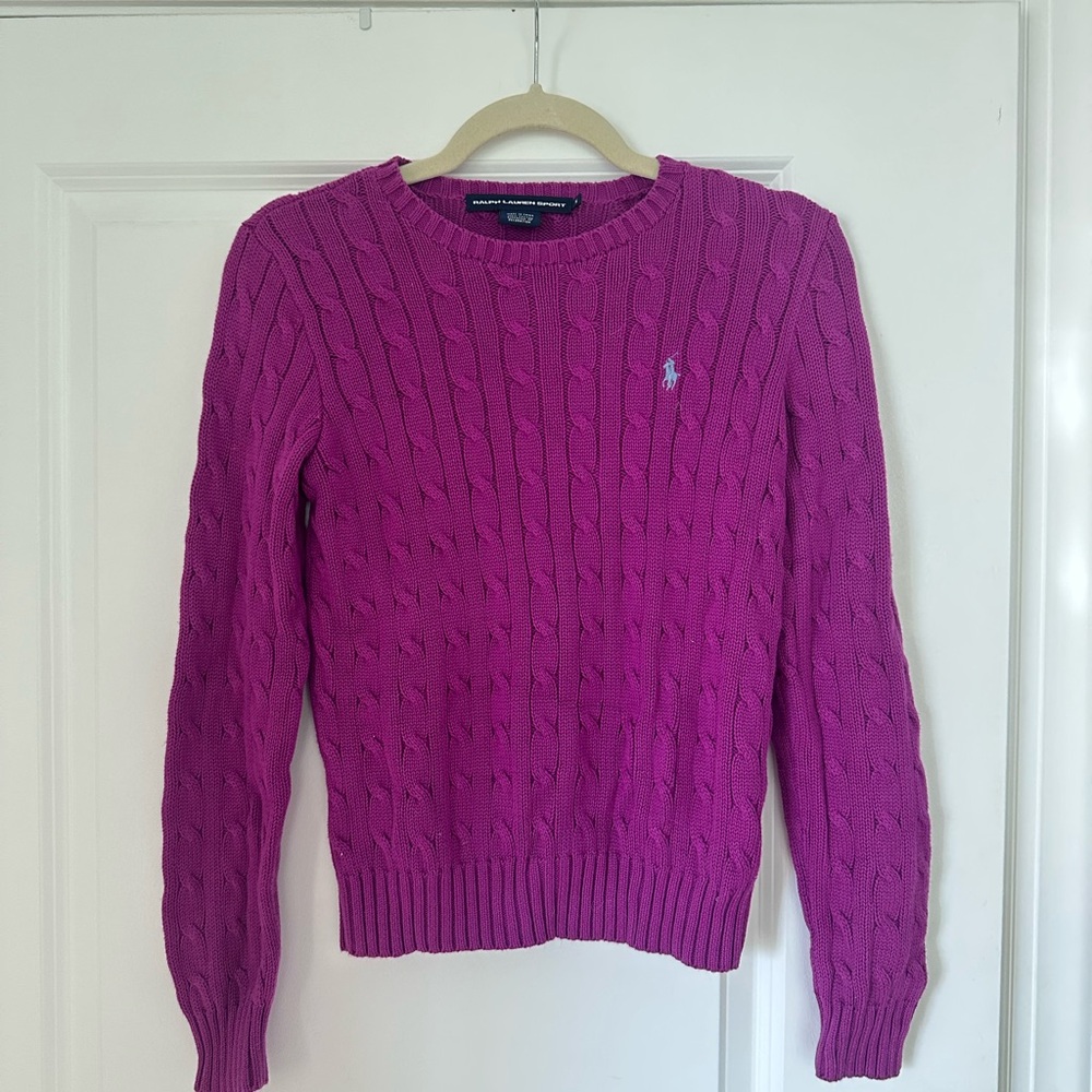 Ralph Lauren Sport Women's Fuchsia Cable Knit Sweater